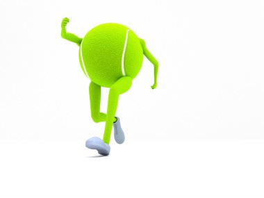 3d running tennis ball clipart