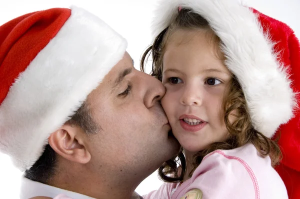 Pai beijando sua filha — Fotografia de Stock