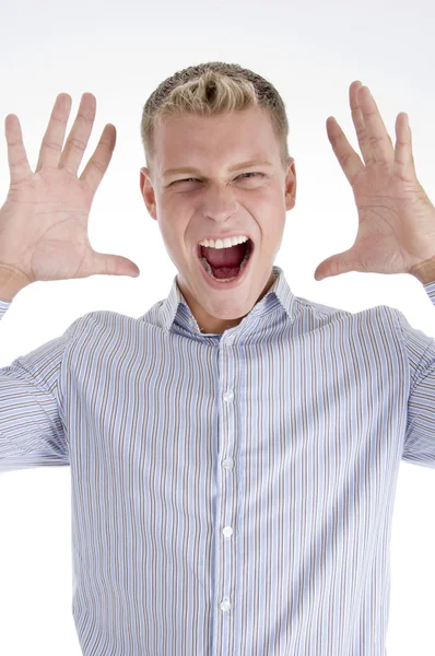 Retrato de jovem do sexo masculino gritando — Fotografia de Stock
