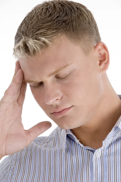 Νεαρός άντρας, έχοντας πονοκέφαλος — Φωτογραφία Αρχείου