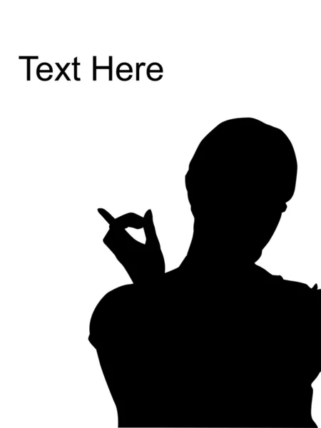 Silhouette of woman pointing back side — Stock Photo, Image