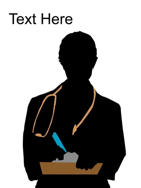 Médica posando com almofada de escrita — Fotografia de Stock