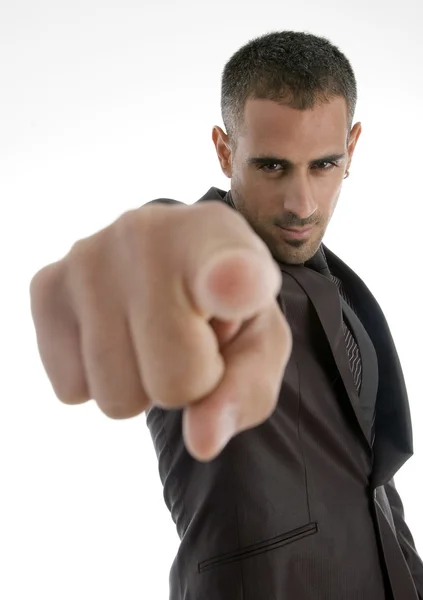 Pointing american businessman — Stock Photo, Image