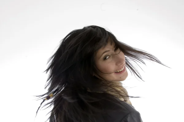 Kvinna med fladdrande hår — Stockfoto