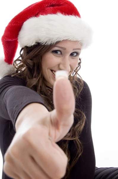 Woman wearing christmas hat — Stock Photo, Image