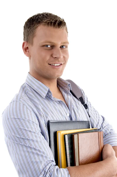 Portrait d'un étudiant tenant ses livres — Photo