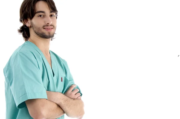 Young surgeon posing with crossed arms — Stok fotoğraf