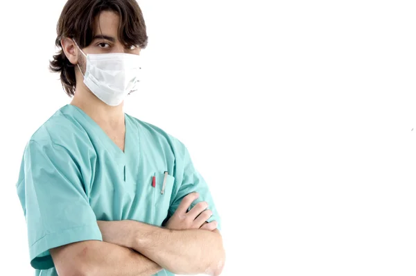 Young surgeon posing with crossed arms — Stok fotoğraf