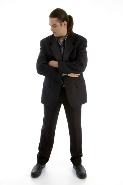 Portret van zakenman met gevouwen hand — Stockfoto