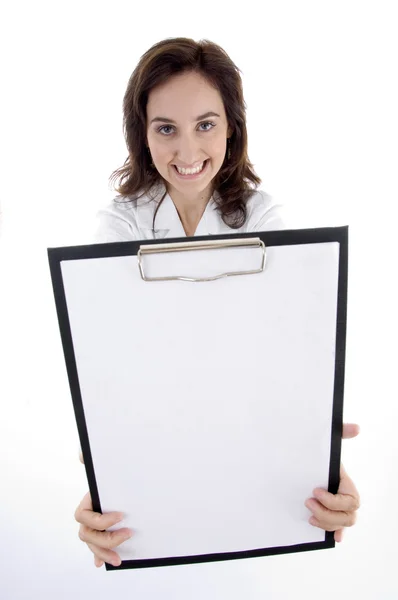 Young doctor showing reports — Stock Photo, Image