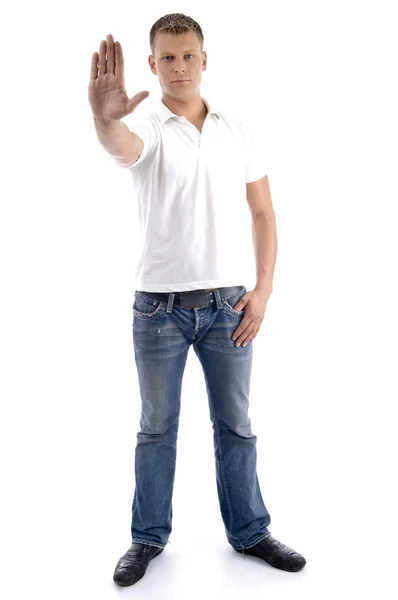 Mannelijke gebaren stop met zijn hand — Stockfoto