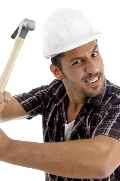 Architect showing his hammer to camera — Stock Photo, Image
