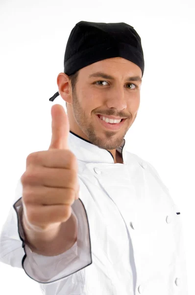 Joven chef mostrando signo de aprobación — Foto de Stock