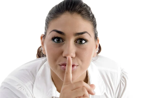 Vrouw instrueren te zwijgen — Stockfoto