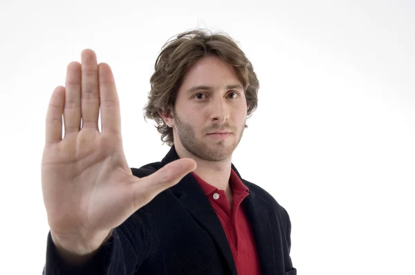Homem instruindo para parar, gesto — Fotografia de Stock