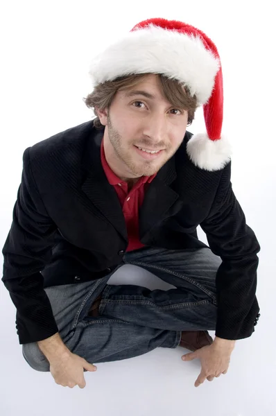 Modelo loiro com chapéu de Natal — Fotografia de Stock