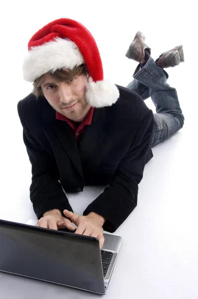 Handsome guy operating laptop — Stock Photo, Image