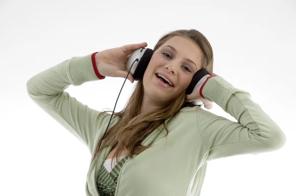 Attractive female enjoying music — Stock Photo, Image