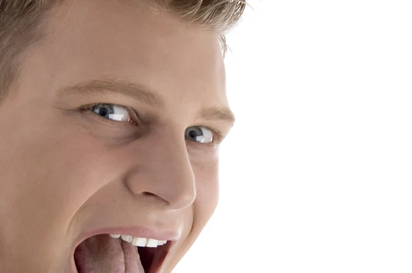Close up de homem abrindo a boca — Fotografia de Stock