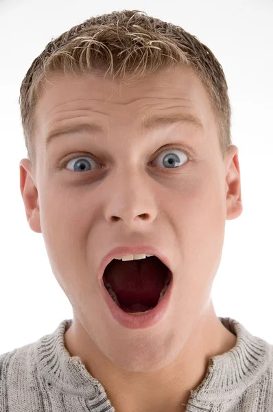 Close up of shocked young man — Stock Photo, Image