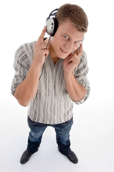 Νεαρός άνδρας με ακουστικά μουσική — Φωτογραφία Αρχείου