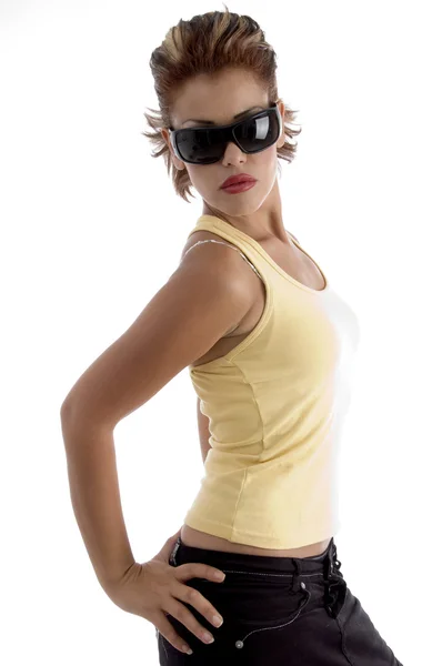 Femme sexy portant des lunettes de soleil — Photo