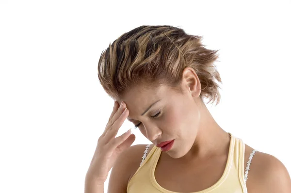 頭痛を持つ若い女性 — ストック写真