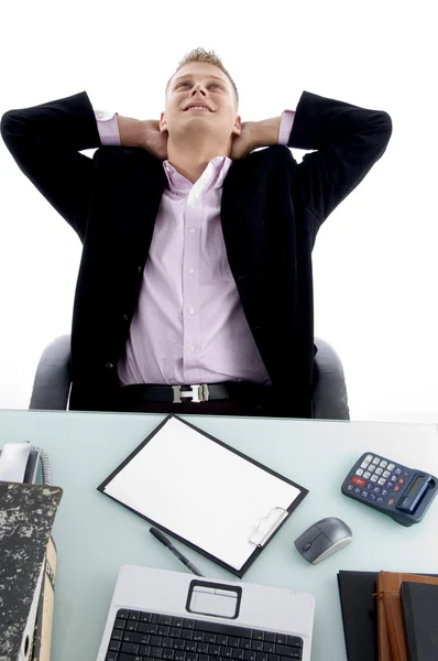 Young businessman relaxing in office — Stock Photo, Image