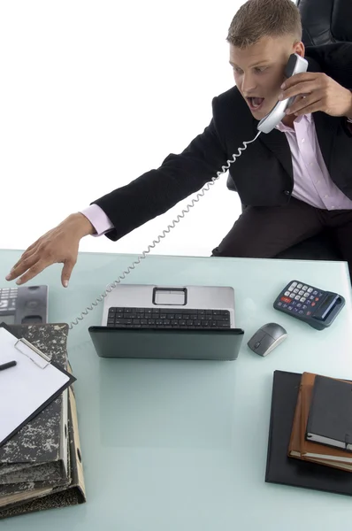 Angry businessman busy on the phone — Stock Photo, Image
