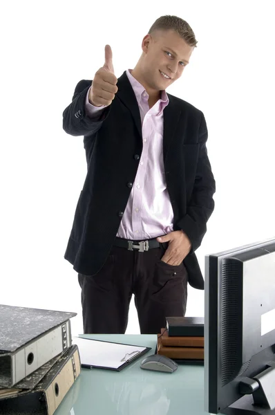 Blonde businessman wishing good luck — Stock Photo, Image