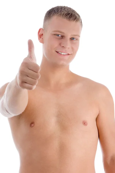 Značka schválení typu zobrazeno svalnatý muž — Stock fotografie