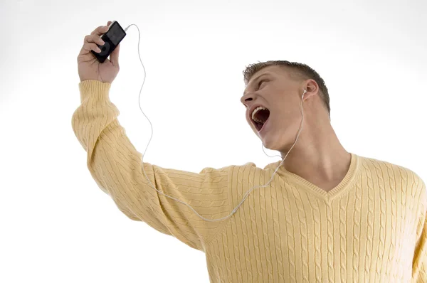 Mann genießt Musik mit iPod — Stockfoto