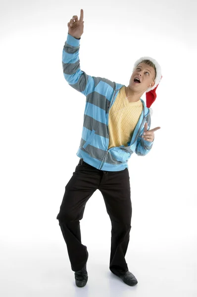 Polohovací muž s kloboukem vánoční — Stock fotografie