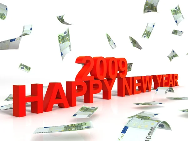 3d new year wishes with flying notes — Stock Photo, Image