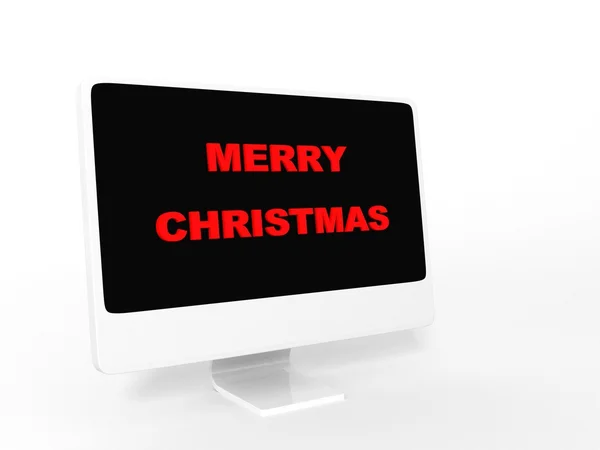 3d christmas text on monitor — Stock Photo, Image