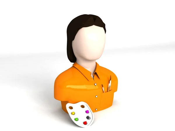 3D-s női előadó színes táblával — Stock Fotó