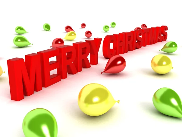 3d merry christmas text and balloons — Stock Photo, Image