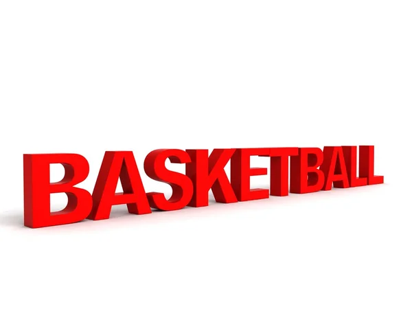 Vista 3d del testo della pallina da basket in rosso — Foto Stock