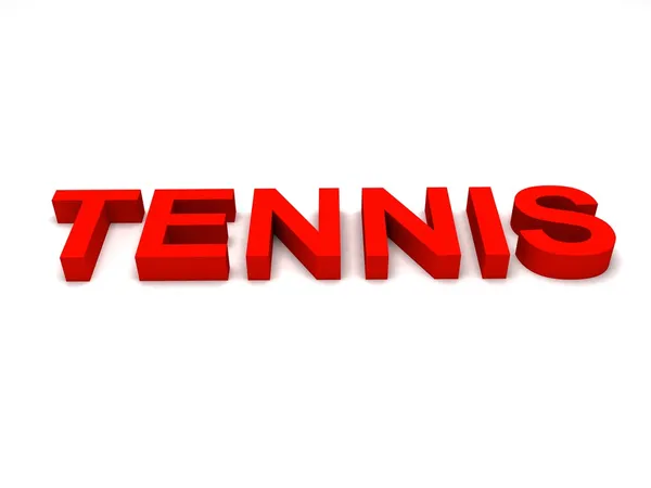 Płaski widok 3D tenis słowo w kolorze czerwonym — Zdjęcie stockowe