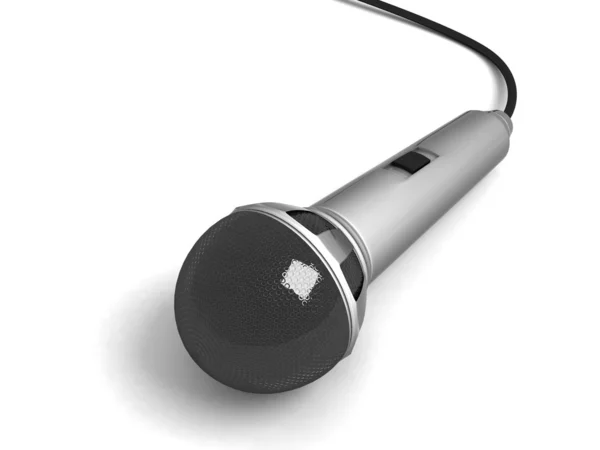 3D na białym tle mikrofon z kablem — Zdjęcie stockowe