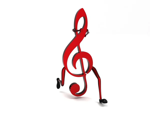 3d musical treble clef running — Stock Photo, Image