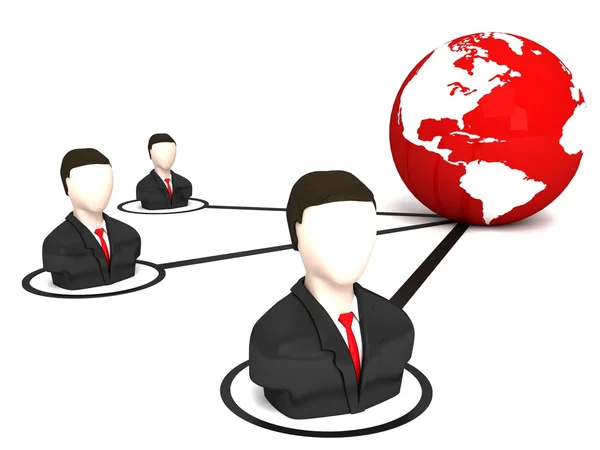 3d businessmen connected to network — Stock Photo, Image