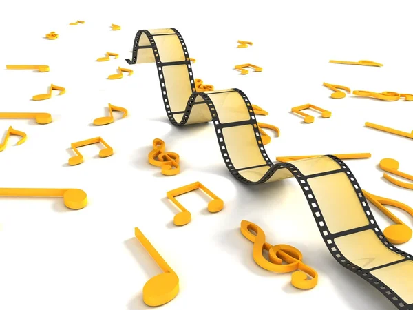 3d negative roll with musical notes — Stock Photo, Image