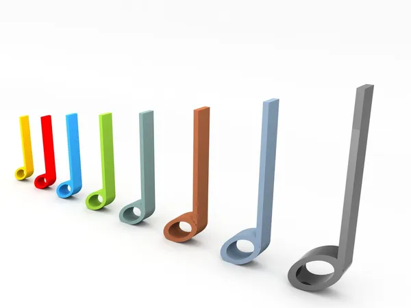 3D render renkli müzik notaları — Stok fotoğraf