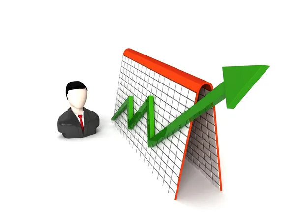 3d businessman and profit graph — Stock Photo, Image