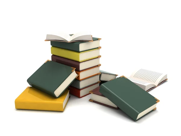 3d pileup books, scattered around — Stock Photo, Image