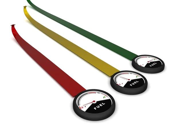 Medidores de combustível coloridos 3d — Fotografia de Stock