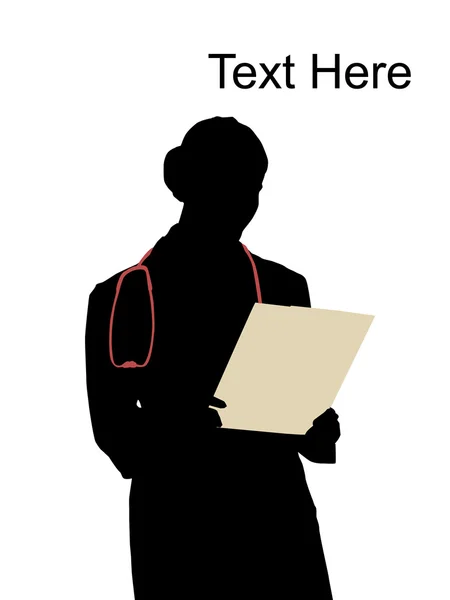 Silhouette of doctor with writing board — Stock Photo, Image