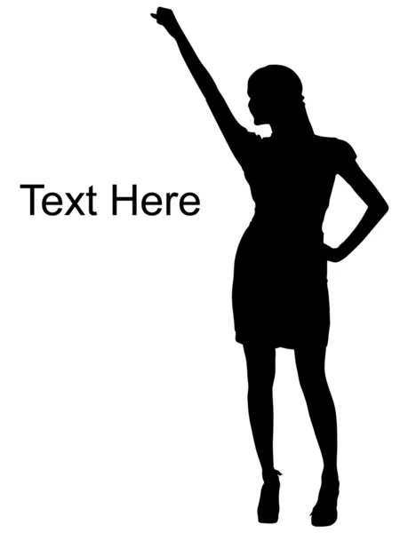 Silhouette of young woman indicating up — Stock Photo, Image