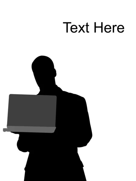 Silhouette eines Mannes mit Laptop — Stockfoto